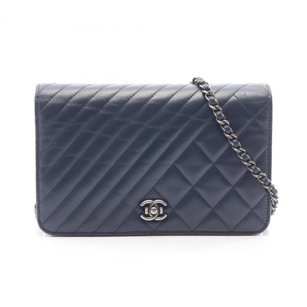 Chanel Coco Boy Shoulder Bag/Handbag, Lambskin Leather, Women's, Navy